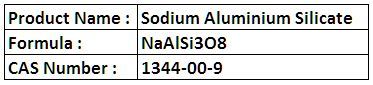 Sodium Aluminium Silicate Powder - NaAlSi3O8 1-100Âµm Particle Size | Anti-Caking Free Flowing Food Additive