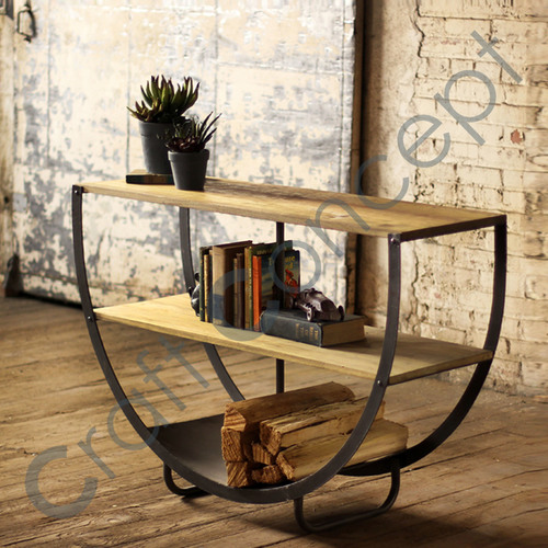 Semi Circle Wood & Metal Console No Assembly Required