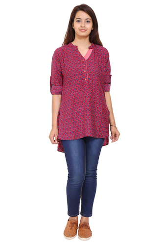 Washable Pink Printed Shirt For Women