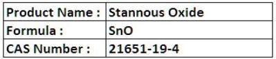 Stannous Oxide - SnO, 6.85 g/cmÂ³ Density, 1080 Â°C Melting Point | Esterification Catalyst, Chemical Reagent, High Purity