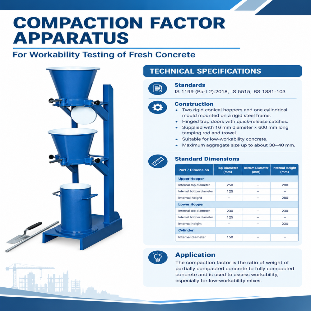 Compaction Factor Apparatus - Usage: Bitumen Testing