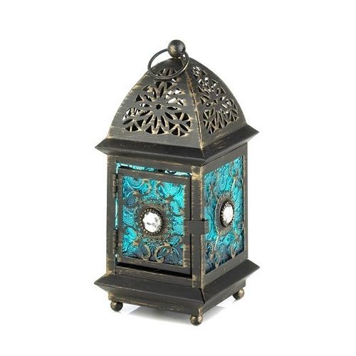 Koehler Home Decorative Accent Jeweled Blue Glass Lantern