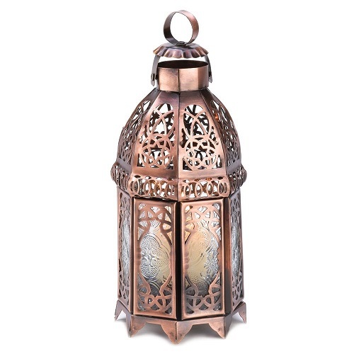 Gifts & Decor Copper Finish Iron Moroccan Candle Holder