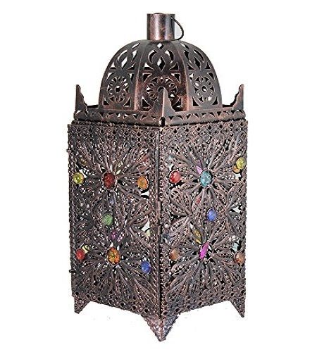 Essential Dcor Entrada Collection Metal Lantern, 19.25 x 7.25 x 7.25 Inch,Multi Color