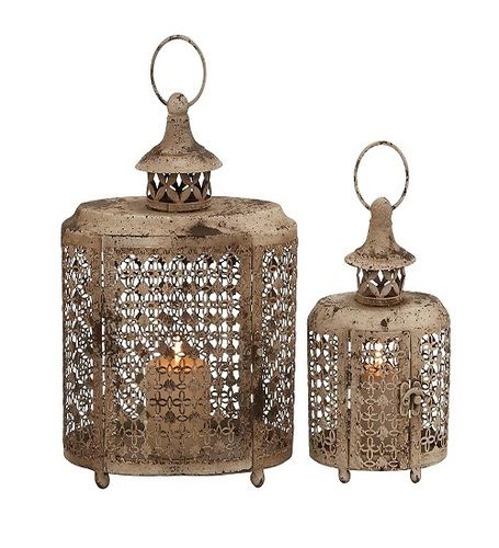 Benzara The Rustic Metal Candle Lantern, Set of 2