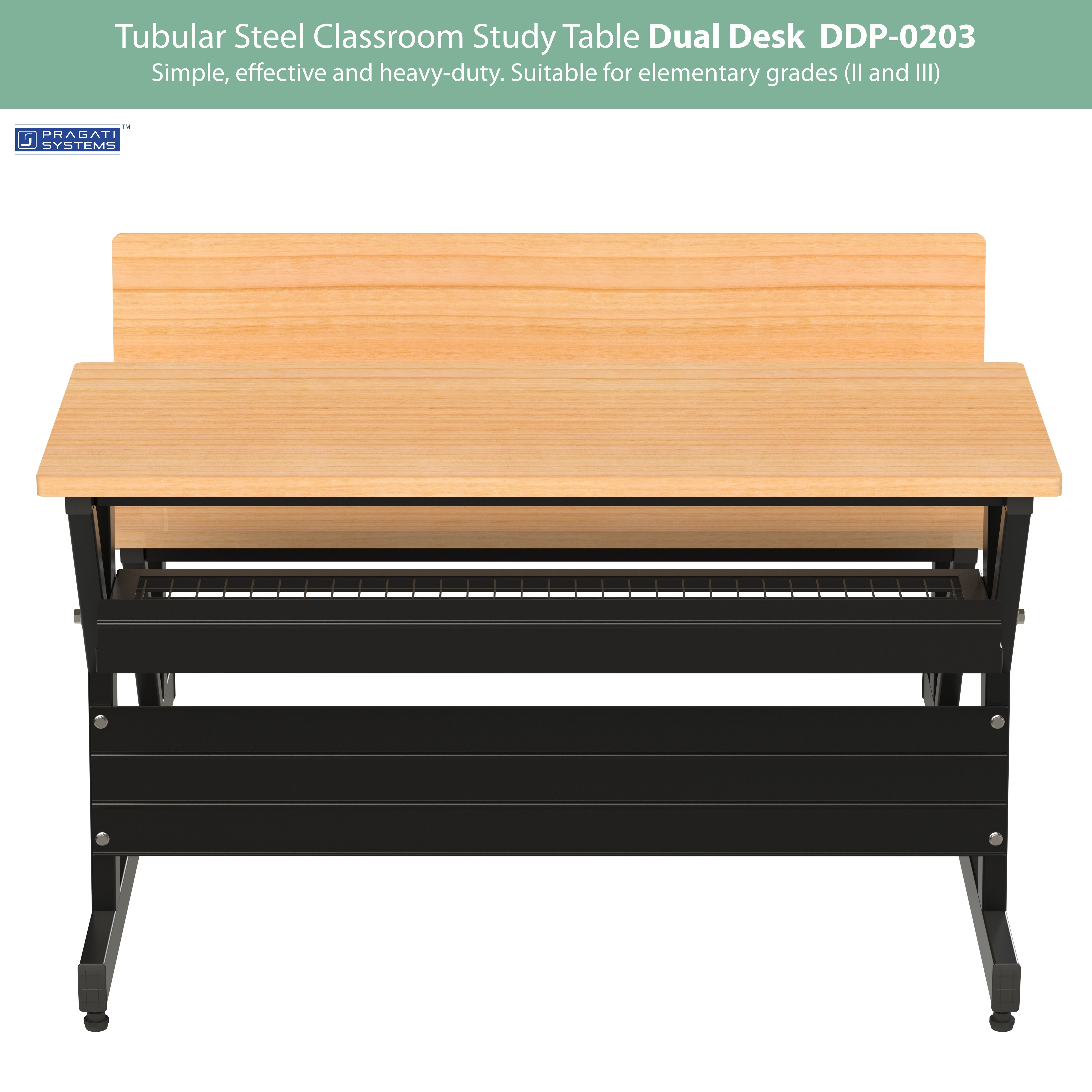 Tubular Steel Classroom Study Dual Desk DDP-0203