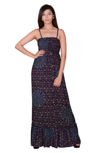 Lilashah Exports - Rayon Plus Size Brown Mandala Print Maxi Dress | Sleeveless, Washable, Perfect for Spring and Summer