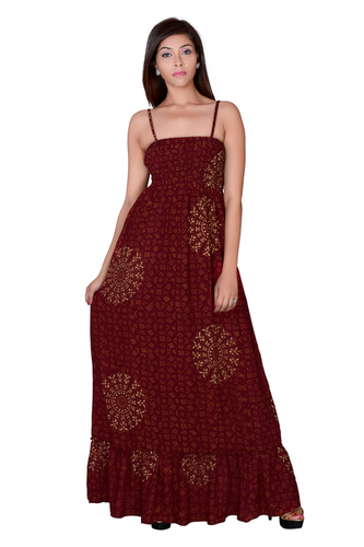 Lilashah Exports - Rayon Maxi Dress, Maroon Mandala Print, Plus Size, Sleeveless Design