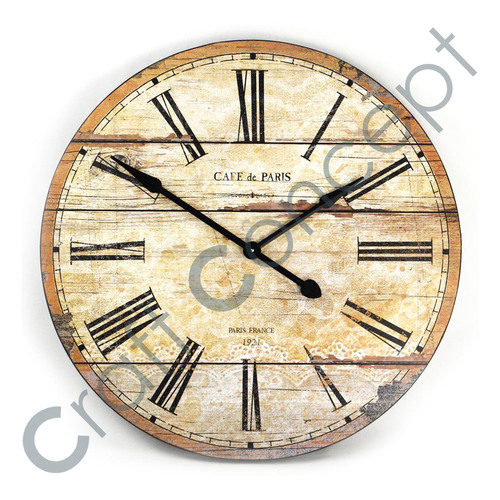 Roman Cream Painted Wall Clock - Metal, Eco-Friendly Iron, Classic European Design | No Assembly Required, Handcrafted, Ideal for Home and Hospitality Use