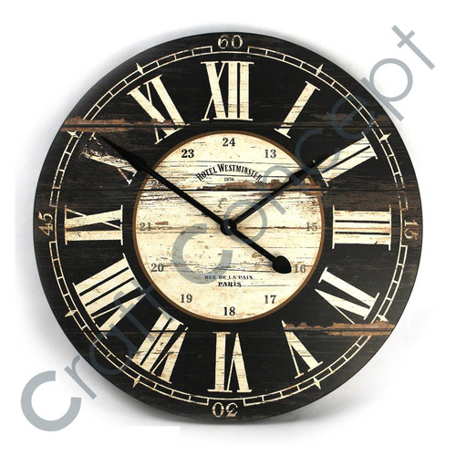 Roman Black Painted Wall Clock No Assembly Required