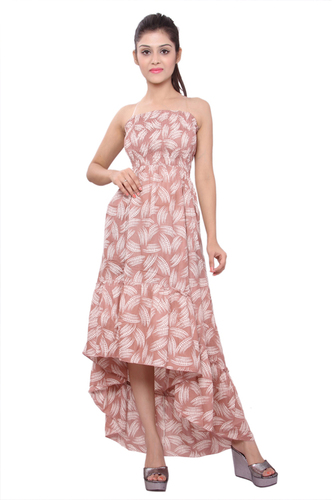 Washable Womens High Low Brown Dress