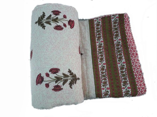 Designer Double Bed Quilt - 100% Cotton, Double Size | Handcrafted Embroidered Design, Durable Lightweight Warmth, Versatile Usage as Throw or Bed Blanket
