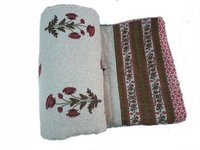 Designer Double Bed Quilt - 100% Cotton, Double Size | Handcrafted Embroidered Design, Durable Lightweight Warmth, Versatile Usage As Throw Or Bed Blanket