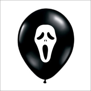 Face Printed Black Halloween Balloon