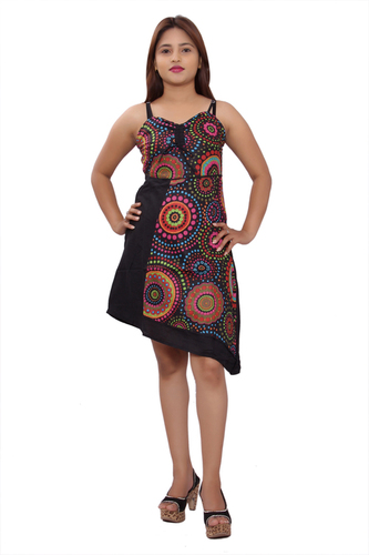 Plus Size Cotton Women A Line Black Dress