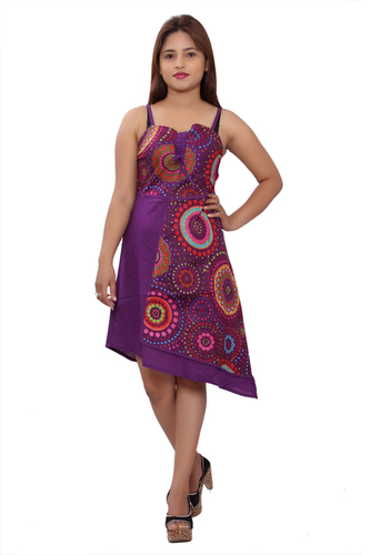 Putplr Cotton Women A Line Purple Dress