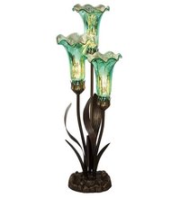 21" H Mercury Glass 3 Lily Uplight Accent Lamp-teal