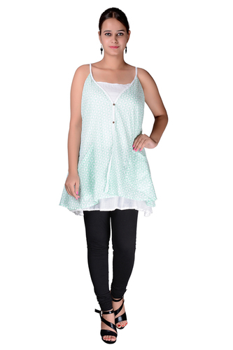 Plus Size Cotton Women A Line Printed Pockets C.Green Dress