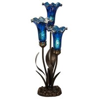 21" H Mercury Glass 3 Lily Uplight Accent Lamp-Blue