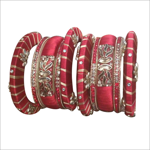 Ladies Designer Acrylic Bangles - Acrylic Material Lightweight Elegant Style Modern Design Silk Thread Wrapped Gemstone Embellishments | Gorgeous Look Perfect for Parties Weddings and Gifts