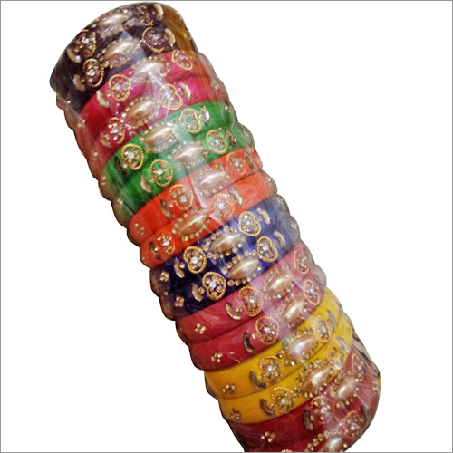 Ladies Acrylic Bangles Set - Fine Quality Acrylic, All Sizes Available | Embellished with Semi-Precious Beads, Non-Allergic, Light in Weight