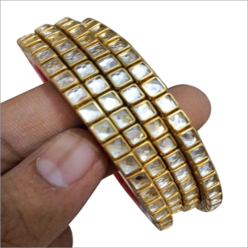 Ladies Diamond Bangles - Acrylic Material, Lightweight Design | Geometric Patterns, Sparkling Stones, Artistic Appeal, Fashion Statement