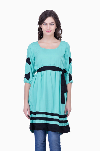 Lilashah Casual Dress - Poly Crepe, Plus Size In Green | Three Quarter  Sleeves, Above Knee Length, Solid Pattern at Best Price in Jaipur | Lila  Shah Exports