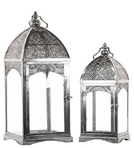 Urban Trends Metal Lantern with Ring Hanger Glass Sides