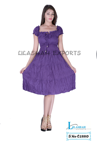 Plus Size Cotton Plain Purple Color Dress