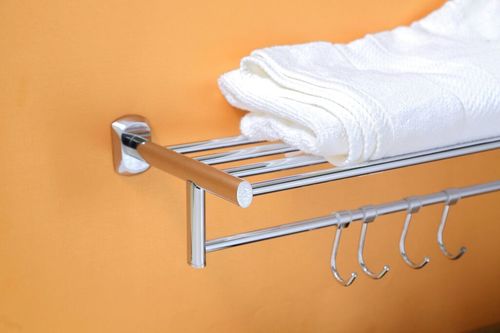 Brass Towel Shelf With Towel Bar and Hook
