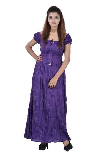 Plus Size Cotton Plain Purple Color Dress