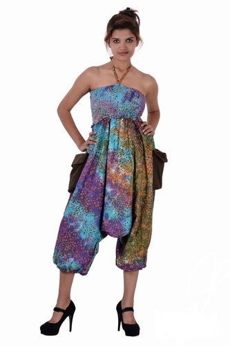 Cotton Plus Size Printed Maxi Beachwear Jumpsuit - Multicolor, Sleeveless Design with Two Pockets, Washable for Spring and Summer
