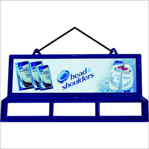 Plastic Pouch Hanger (Head & Shoulders) - Recycled P.P. Plastic, 270mm x 135mm, Blue | Advertisement 238mm x 78mm, Durable, Reusable, Easy Install, Brand Visibility