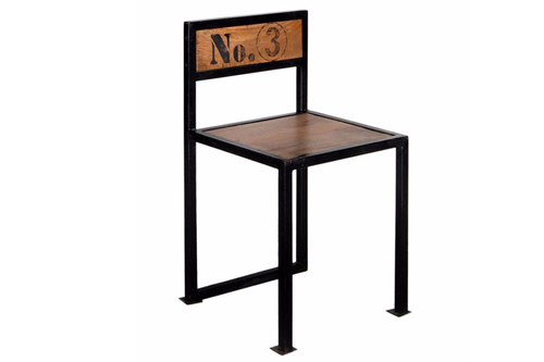 Wooden Seat and Backrest Industrial Dining Chair