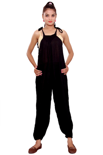 Plus Size Jumpsuits For Women Jumpsuits Online Rayon Crepe Solid Black Color Jumpsuit