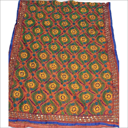 Ladies Shawls - Cotton, 72x36 inches, Orange | Elegant Floral Design, Hand-Stitched Embroidery, Comfortable Wear, Soft Fabric, Versatile Use