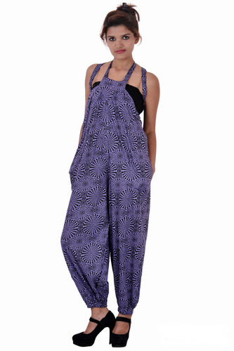 Plus Size Cotton Printed Purple Color Jumpsuit