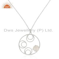 Fine Silver Rainbow Moonstone Pendant Jewelry