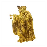 Hdf Moulded Veneer Door - Metal, Gold Finish | Religious Krishna Radha Design, Exquisite Elegance