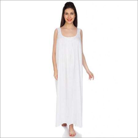 Ladies White Color Cotton Nighty