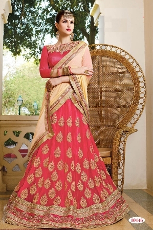 Orange Lehenga Choli Decoration Material: Beads