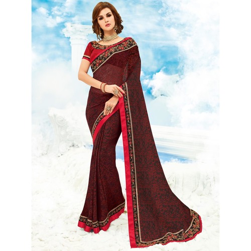 Maroon Fancy Border Saree