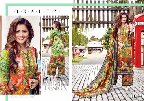PASHMINA JAQ PRINT DRESS MATERIALS