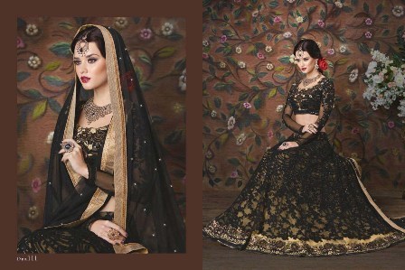 Black Bridal Wear Lehenga Choli Decoration Material: Beads