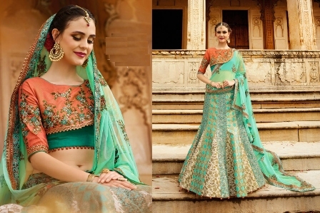 Heavy Bridal Wear Lehenga Decoration Material: Beads