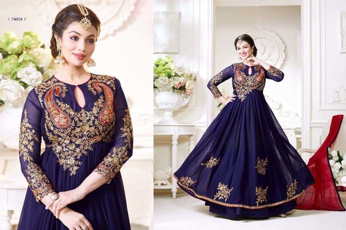 Designer Party Wear Anarkali Suit Decoration Material: Beads