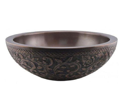 Single Bowl Copper Kitchen Sink With Flower Patter