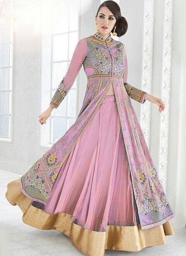 Heavy Designed Anarkali Suit Decoration Material: Laces