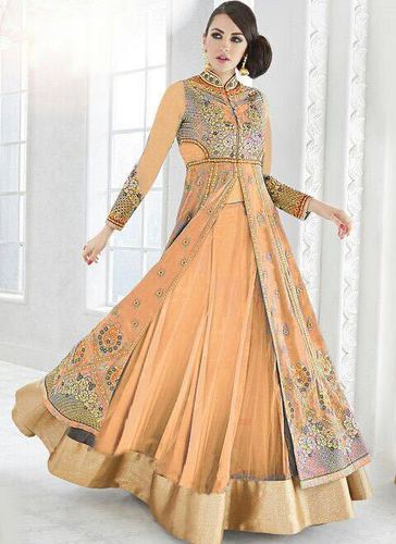 Designer Net Anarkali Suit Decoration Material: Beads