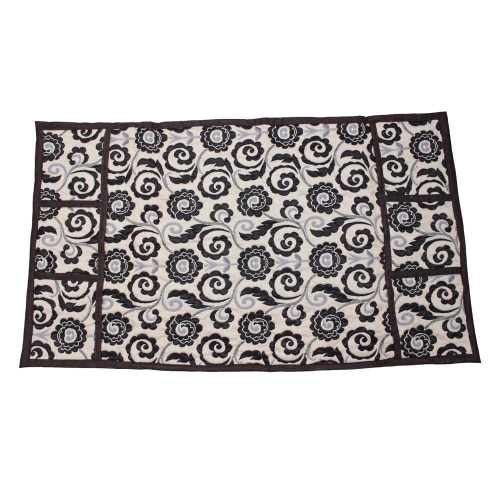 Cream Base Brown Flower Design Fridge Top Cover